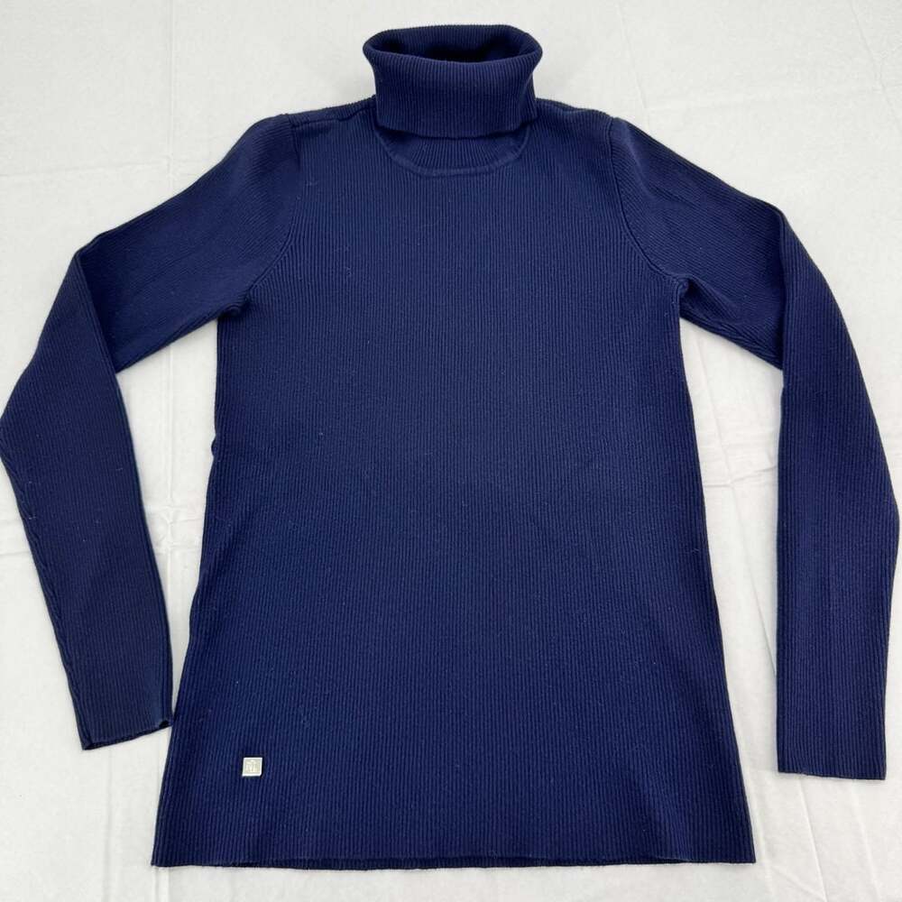 Lauren Ralph Lauren Turtleneck Sweater Size L Blue Ribbed Long Sleeve